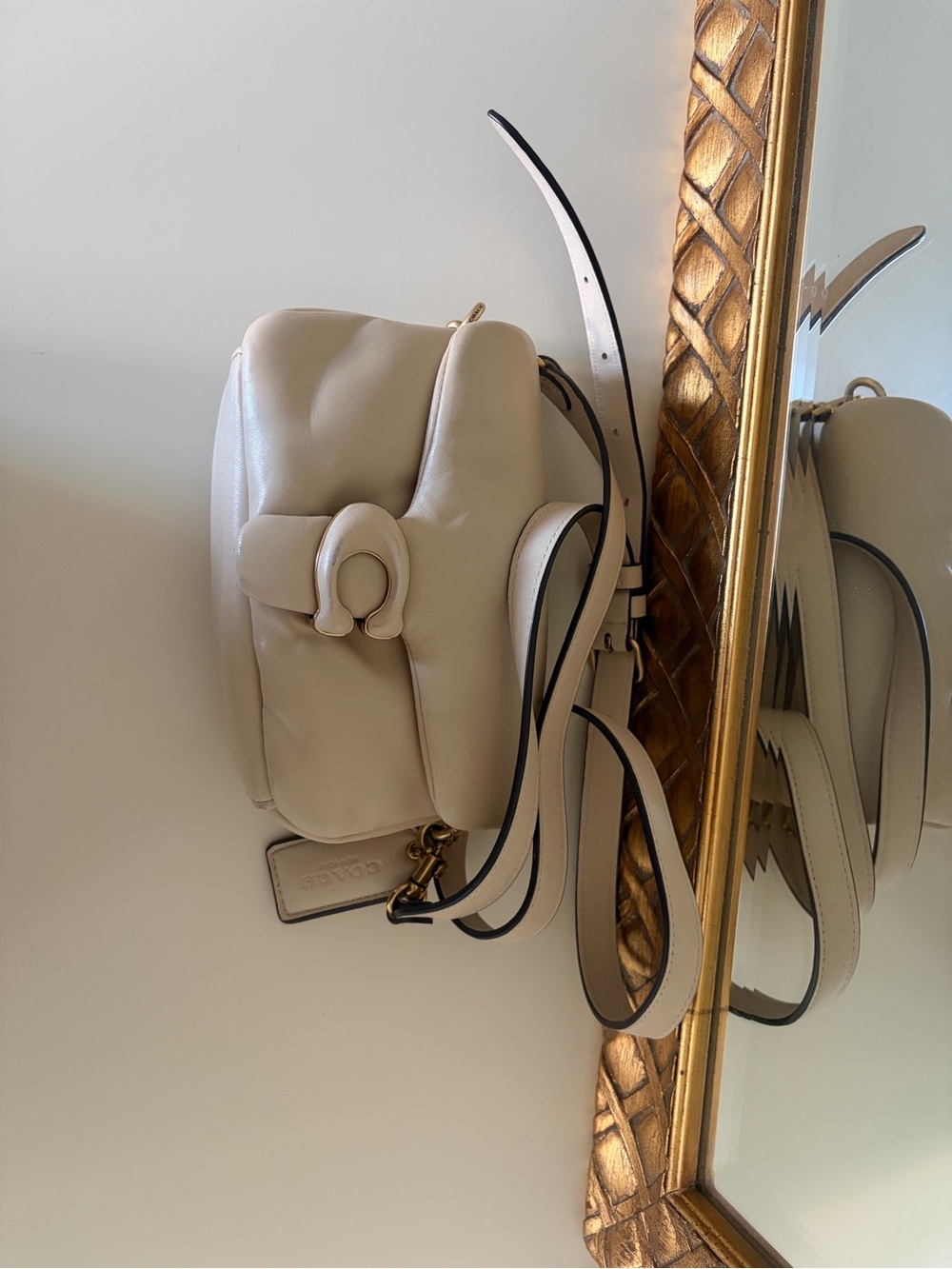 Coach Cream Leather Padded Mini Crossbody Bag